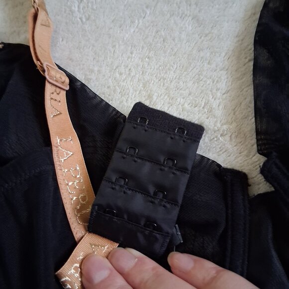 La Perla NWT Women's Size 38E Black Lace Underwire Unlined Satin Straps Bra - Picture 12 of 13